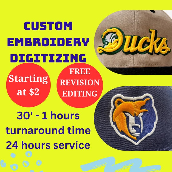 Custom Embroidery 3D Puff digitizing, hat embroidery digitizing file, DST File ,Left chest logo,T-shirt embroidery file, Digitizing Service