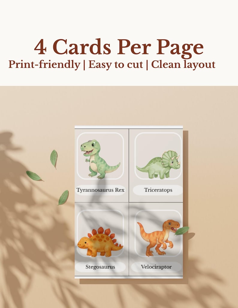 Dinosaur Flashcard Set Printable Preschool Activity - Etsy
