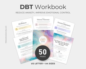 DBT Workbook PDF for Adults: DBT Skills Bundle, Bpd Recovery Worksheets, Emotion Regulation & Distress Tolerance (A4 and Us Letter)