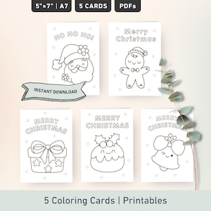 Tarjetas navideñas para niños hechas a mano / Tarjetas divertidas para colorear para imprimir / Manualidades navideñas para niños y actividades en el aula / Descarga instantánea