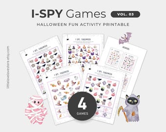 I Spy Game Halloween Activity, Halloween Party Game, Classroom Activity, Family Spooky Puzzle Games Printable, VOL.03, H07