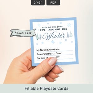 Ausfüllbare Kinder Visitenkarte, Playdate Karten für Kinder Winter Pause, Ende der Schule Keep In Touch Karten Vorlage, Kontaktkarte