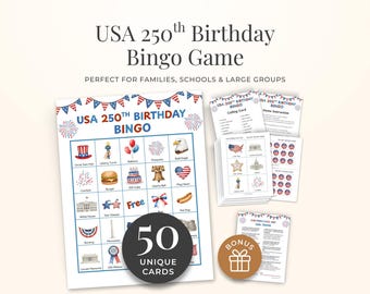 Patriotic Bingo Game July Fourth Printable Download Independence Day Activity Classroom Party Entertainment Usa Anniversary Event
