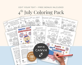 Editable Templates America 250 Patriotic Coloring Page 4th of July Party Kids Activity Digital Download
