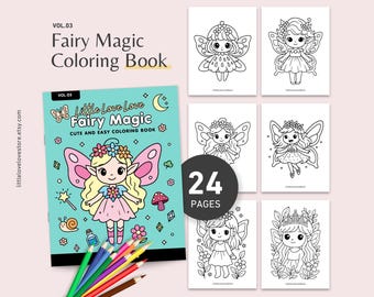 Fairy Coloring Page Printable Birthday Activity Kawaii Party Favor Coloring Book Pages Digital Fantasy Sheet Instant Download Bundle Kid