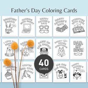Tarjeta imprimible del Día del Padre para colorear para estudiantes / Tarjeta de felicitación kawaii para papá / Páginas para colorear lindas de agradecimiento, H051