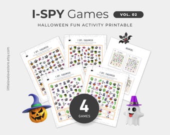 I Spy Game Halloween Activity, Halloween Party Game, Classroom Activity, Family Spooky Puzzle Games Printable, VOL.02, H07