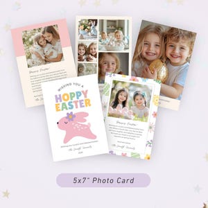 Easter Photo Card, Editable Family Photo Card Digital Template, Printable Holiday Greetings, Personalized Cards for Spring Celebrations H031