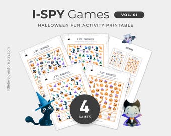 I Spy Game Halloween Activity, Halloween Party Game, Classroom Activity, Family Spooky Puzzle Games Printable, VOL.01, H07