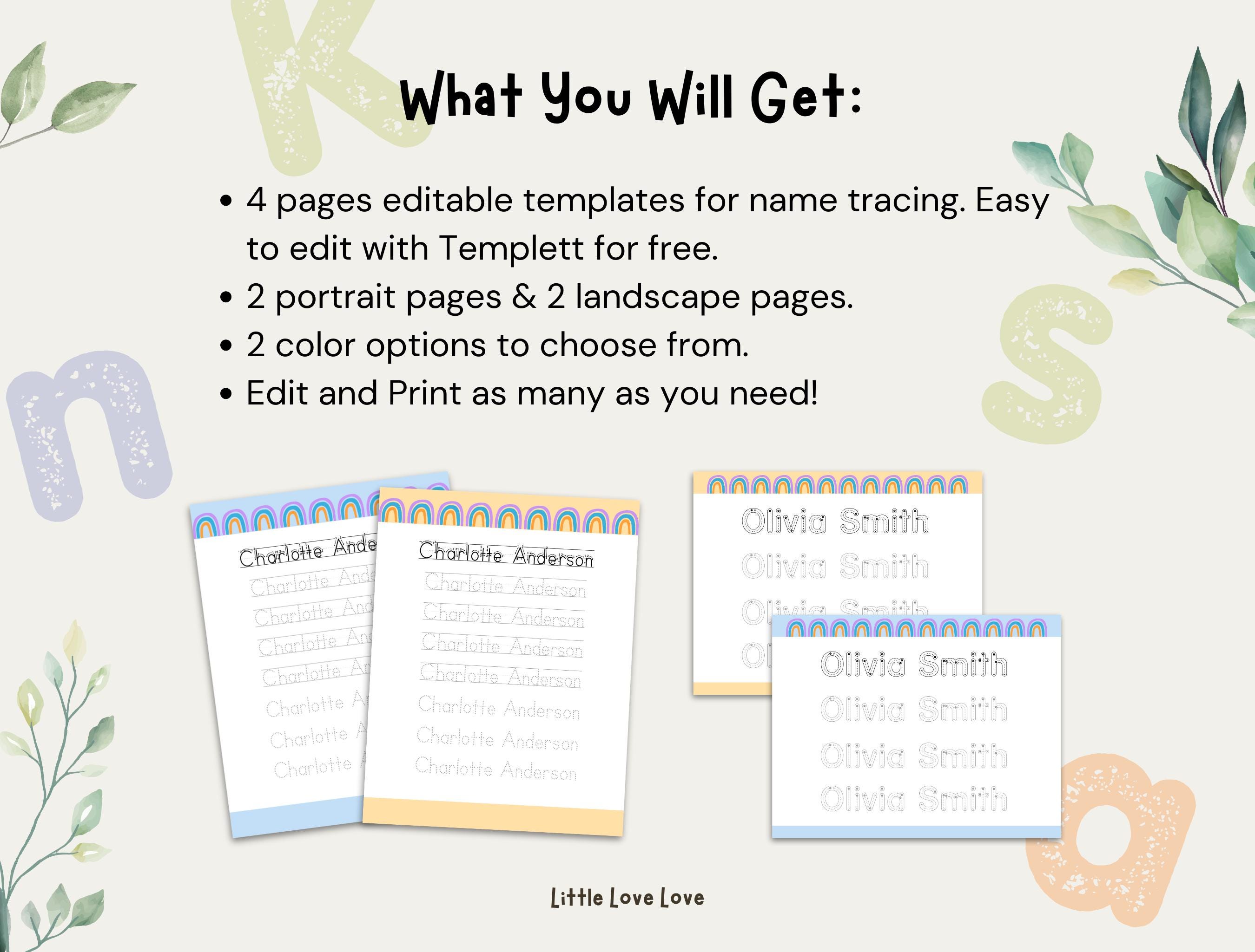 Custom Name Tracing Worksheets, Personalized Handwriting Practice ...