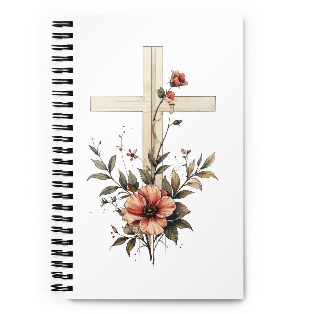Floral Cross Spiral Notebook, Dotted Journal - Etsy