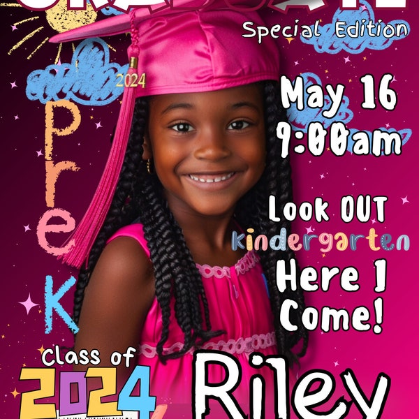 Elementary Grad Magazine Announcement  Template