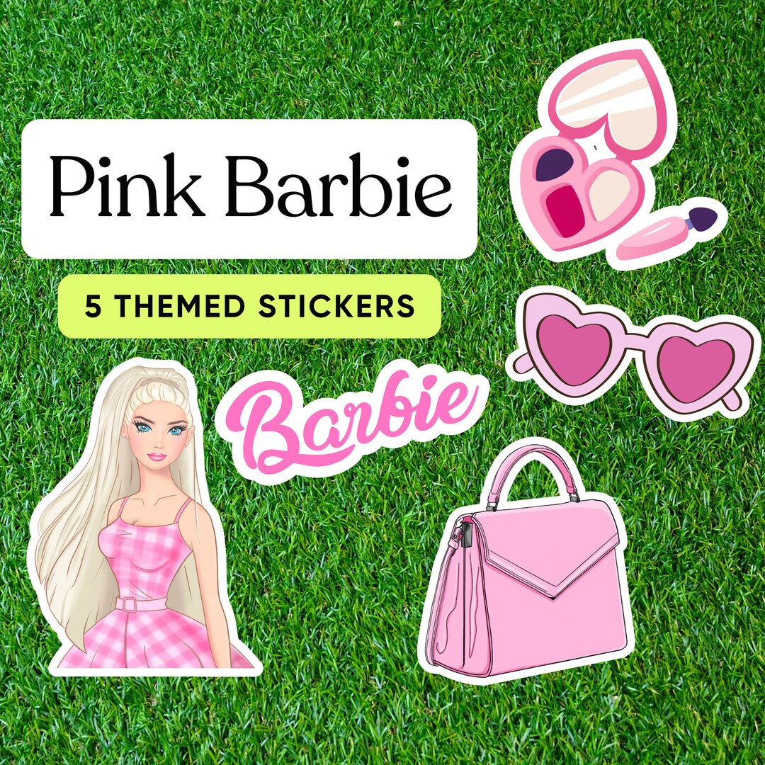 Pink Barbie Themed Sticker Pack Waterproof Pink Barbie Stickers 5 ...