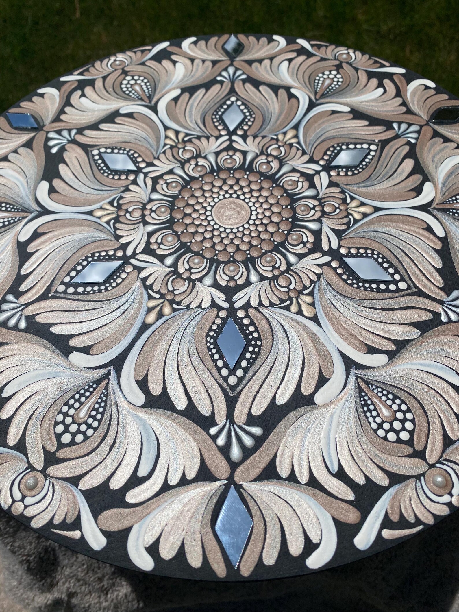 12” Handpainted Mandala Chocolate Pearl Etsy