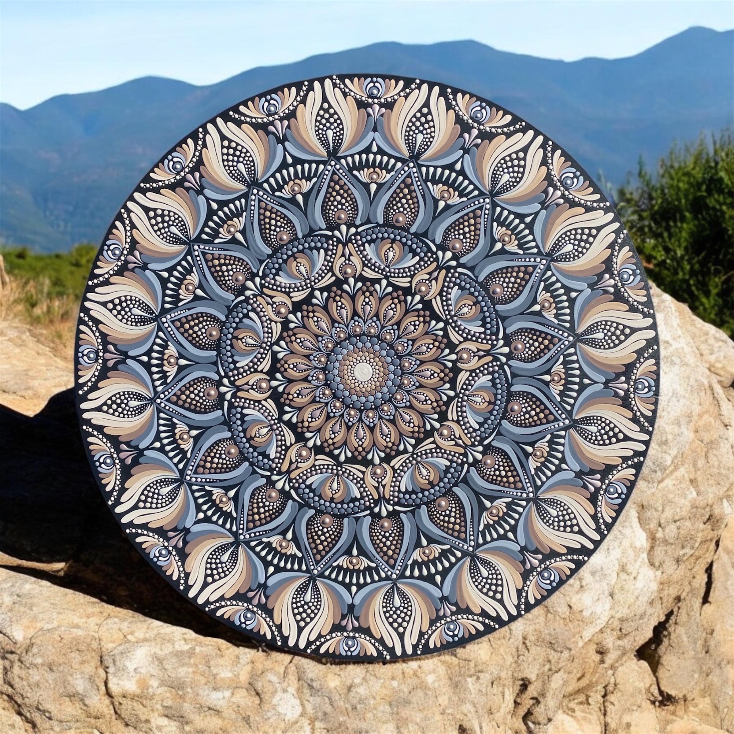 22” Handpainted Mandala - Calming Neutrals
