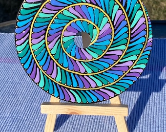 Hand Painted Mandala on Recycled CD - Bright Rainbow - Etsy