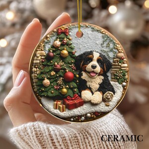 Weihnachtsschmuck für Bernedoodle-Hunde, Geschenk für Bernedoodle-Liebhaber, Geschenk für Hundemütter, Keramik-Weihnachtsschmuck für Tierliebhaber, Erinnerungsstück für Weihnachten