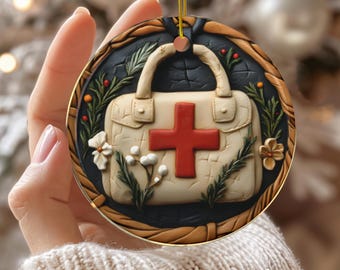 Nurse Christmas Ornament, RN Gift, BSN Nurse Gift, Healthcare Worker Gift, Nurse Coworker Ceramic Ornament, Medical Christmas Keepsake