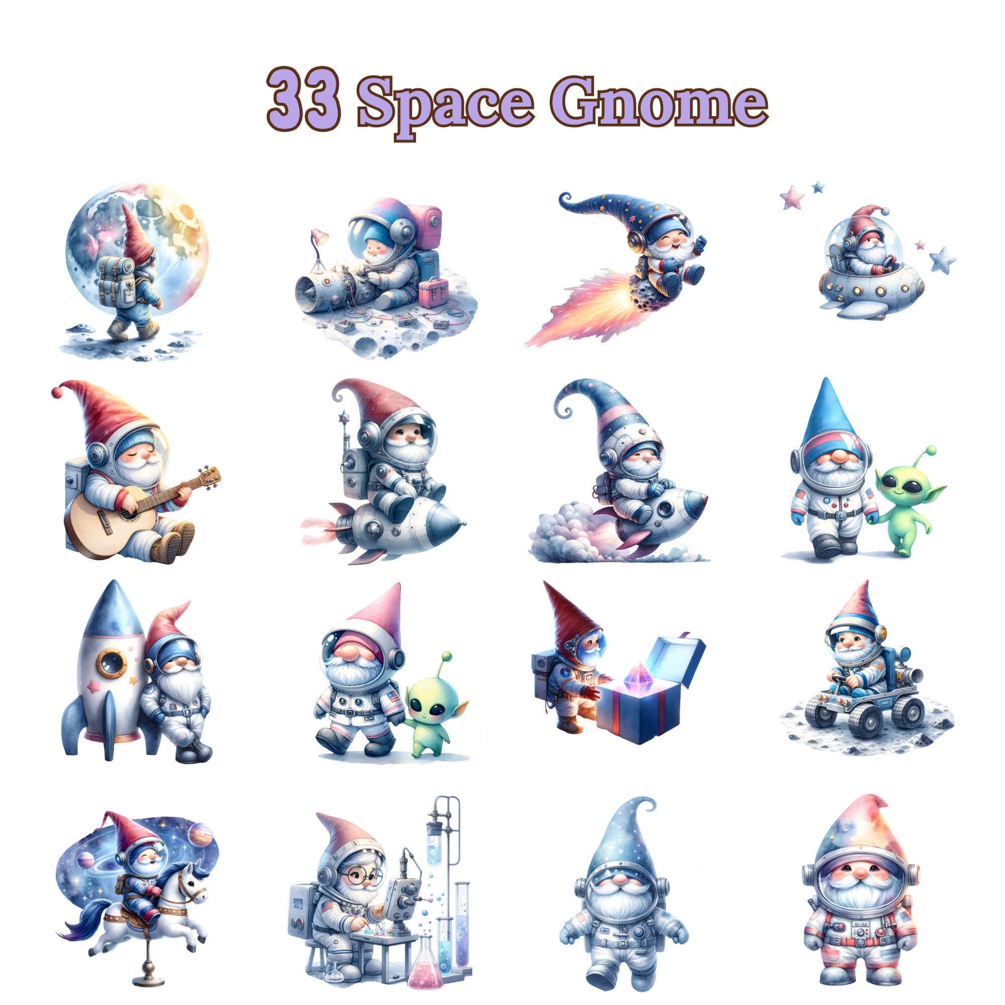 Space Gnomes Clipart Space Gnomes PNG Rocket Gnome Cute Gnomes Clipart ...