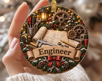 Engineer Christmas Ornament, Engineering Gift, STEM Professional Gift, Engineer Ceramic Ornament, Coworker Holiday Keepsake