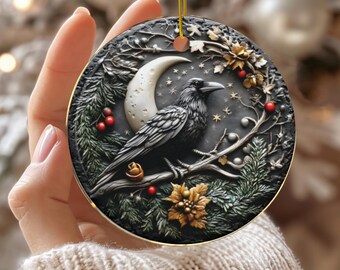 Gothic Rabe und Mond Ornament Dark Raven Weihnachtsdeko