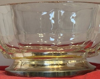 Coupe à fruits en cristal avec base en métal argenté Godinger vintage fabriqué en Italie 23 cm