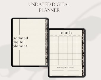 Undated Digital Planner, Goodnotes Planner, iPad Planner, Digital Planner, Minimal Planner, Aesthetic Digital Planner