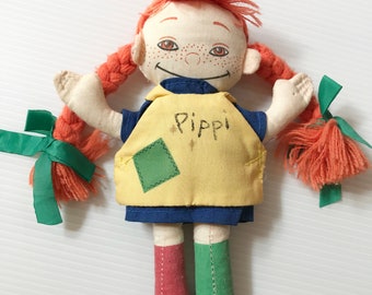 Vintage Pippi Longstocking Plush Dolls 7 in Astrid Lindgren Collectables