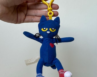 Vintage 1999 Pete The Cat : I Love My White Shoes Keychain Plush Toy