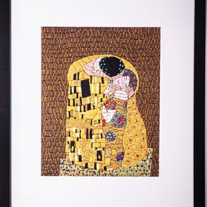 Handmade Embroidery in Frame / The Kiss - Gustav Klimt
