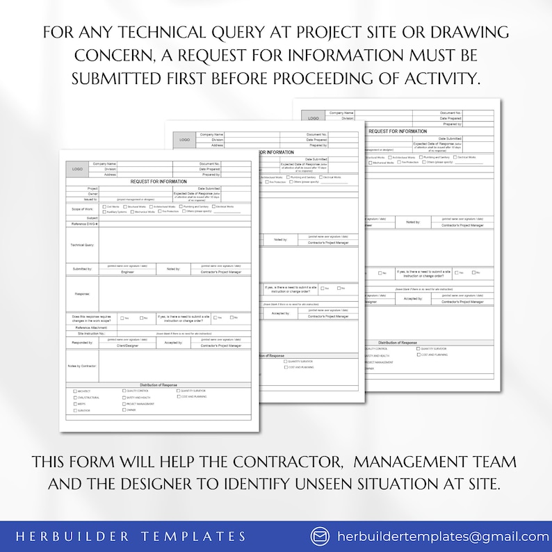 Basic Technical Query Register Request for Information Form, RFI , Construction Technical Query Form ...