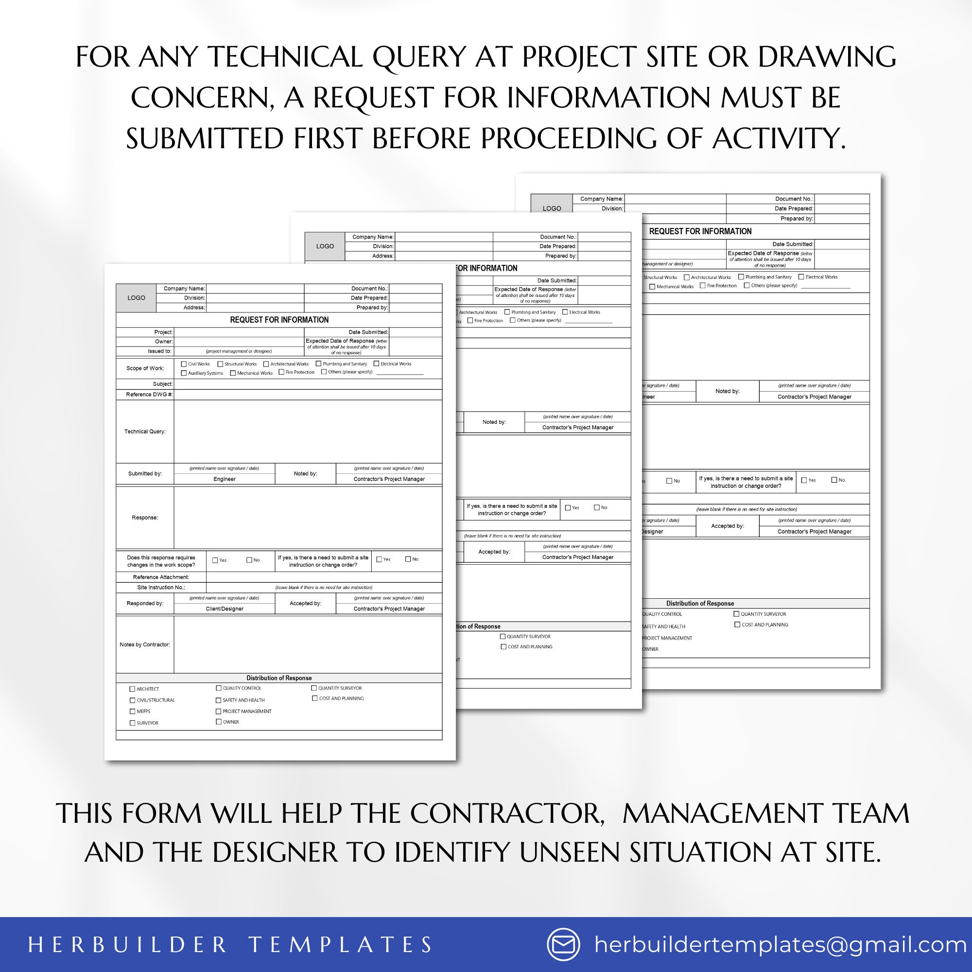 Typical Technical Query Form Request for Information Form, RFI , Construction Technical Query Form ...