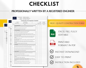 Construction Fire Safety Inspection Checklist, Fire Safety Form, Construction Safety Checklist, Safety Inspection Checklist, Fire Prevention