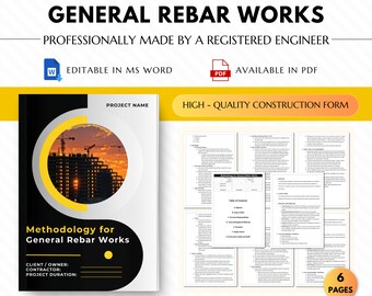 Methodology for General Rebar Works, Rebar Installation Method, Deformed Bar, Mechanical Test of Rebar, Construction Method Statement