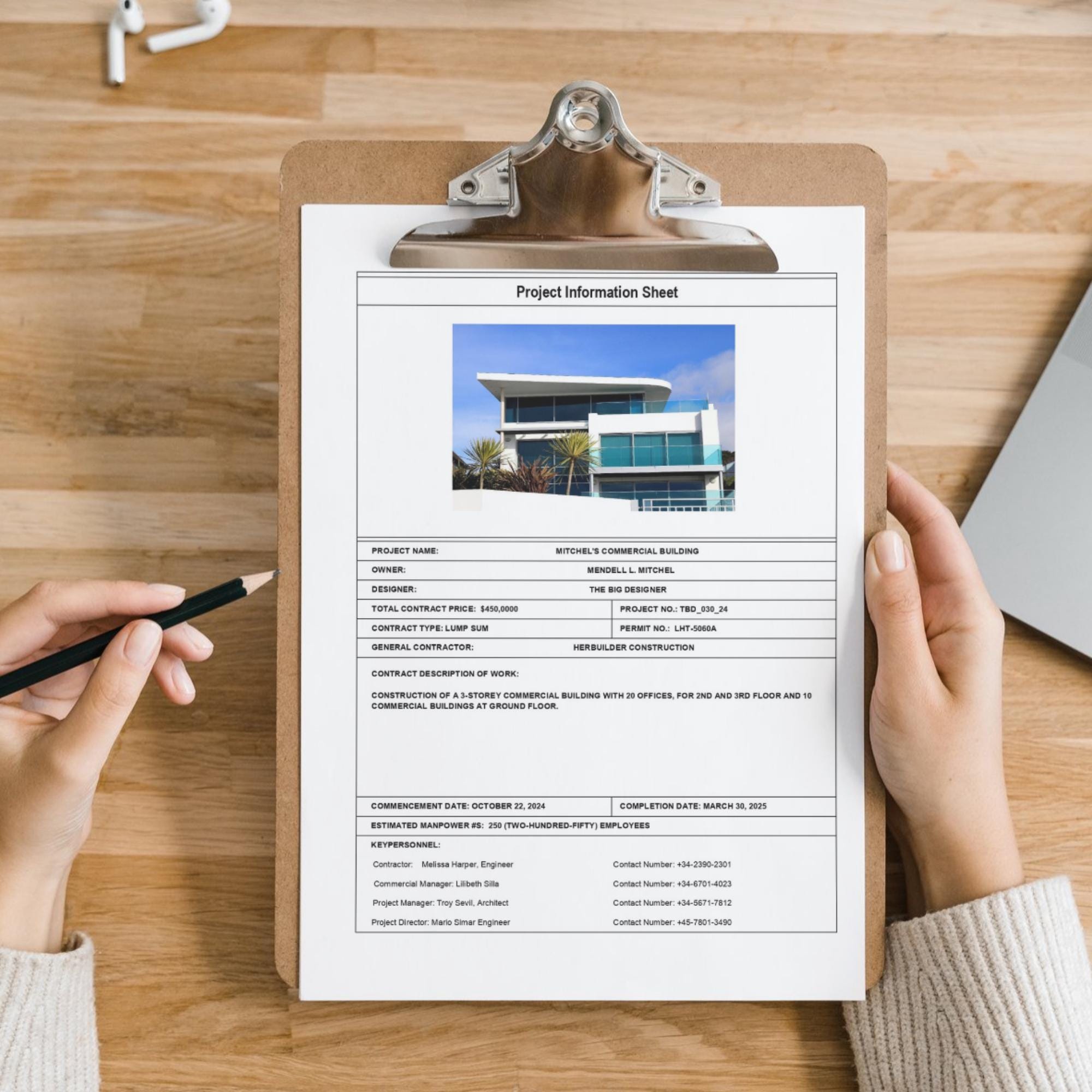 Construction Project Information Sheet, Project Details Sheet, Project ...