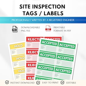 Site Inspection Tags, Material Inspection Label, Inspection Label, Quality Control Inspection Labels, Inspection Stickers, Inspection Tags