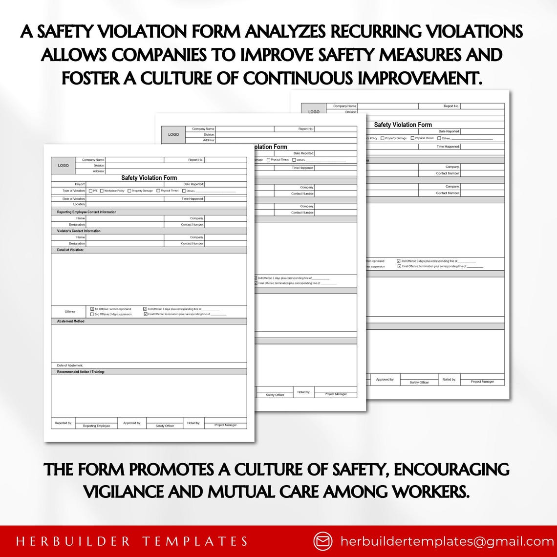 Safety Violation Form, Construction Violation Reports, Unsafe Act ...