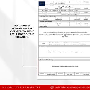 Safety Violation Form, Construction Violation Reports, Unsafe Act ...