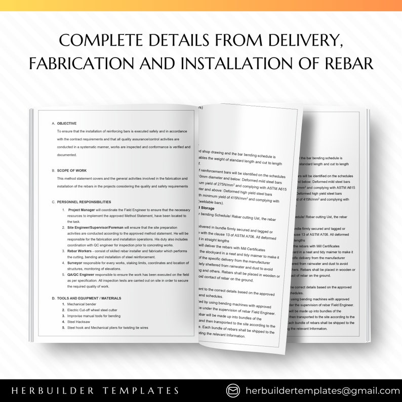 Methodology for General Rebar Works, Rebar Installation Method ...
