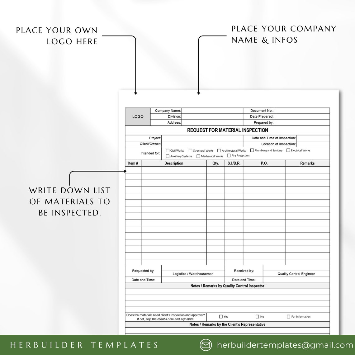 Rmi Racking Inspection Checklist Request for Material Inspection, Inspection of Delivered Materials ...