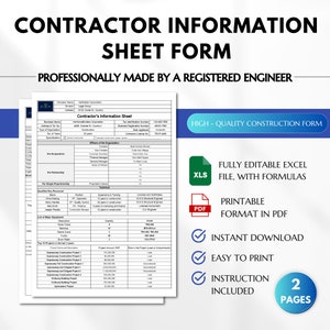 Contractor Information Sheet Form, Contractor Pre-Qualification Form,  Bidding Information Sheet, Project Bidding Forms