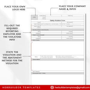 Safety Violation Form, Construction Violation Reports, Unsafe Act ...