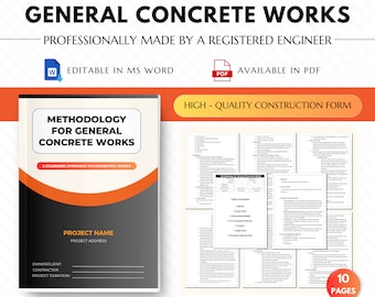 Methodology for General Concrete Works, Concrete Pouring Methodology, Method Statement for Concreting, Construction Forms and Document