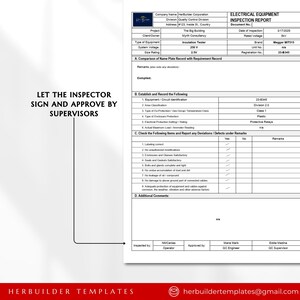 Electrical Equipment Inspection Form, Equipment Test Form, Equipment ...