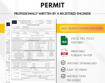 Excavation Work Permit, Construction Excavation Work, Digging at Project Site, Work Permit System, Safety Working Permit, Safe Excavation
