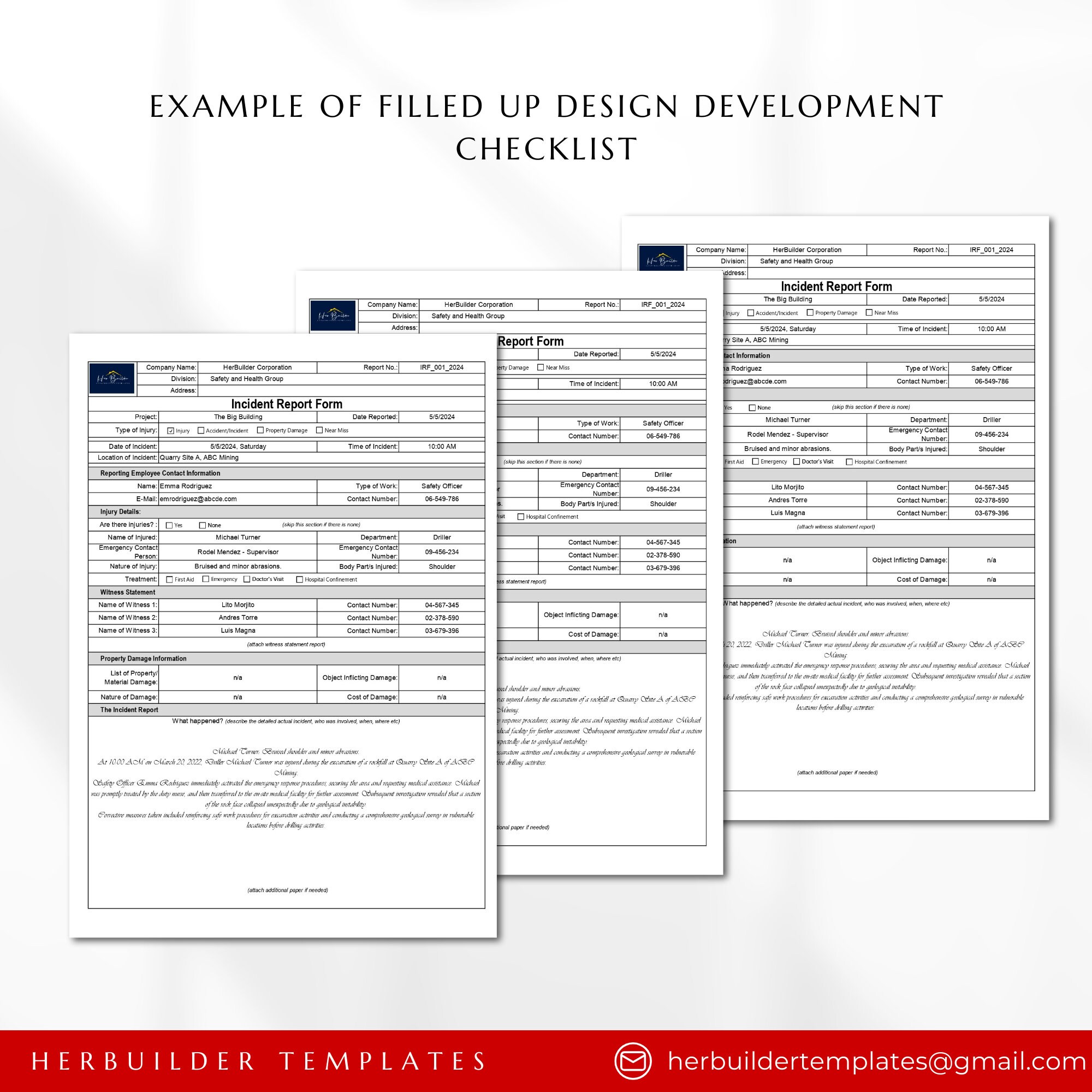 Incident Report Form, Safety Incident Investigation Form, Construction ...