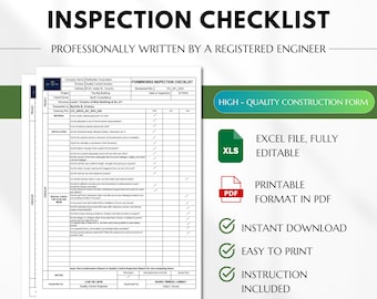 Formworks Inspection Checklist, Shutter Inspection, Formworks before Concrete Pouring, Quality Control Forms, Construction Forms