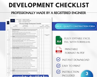 Structural Design Development Checklist, Drawing Checklist, Design Checklist, Drawing Progress Review, Drawing Review Checklist