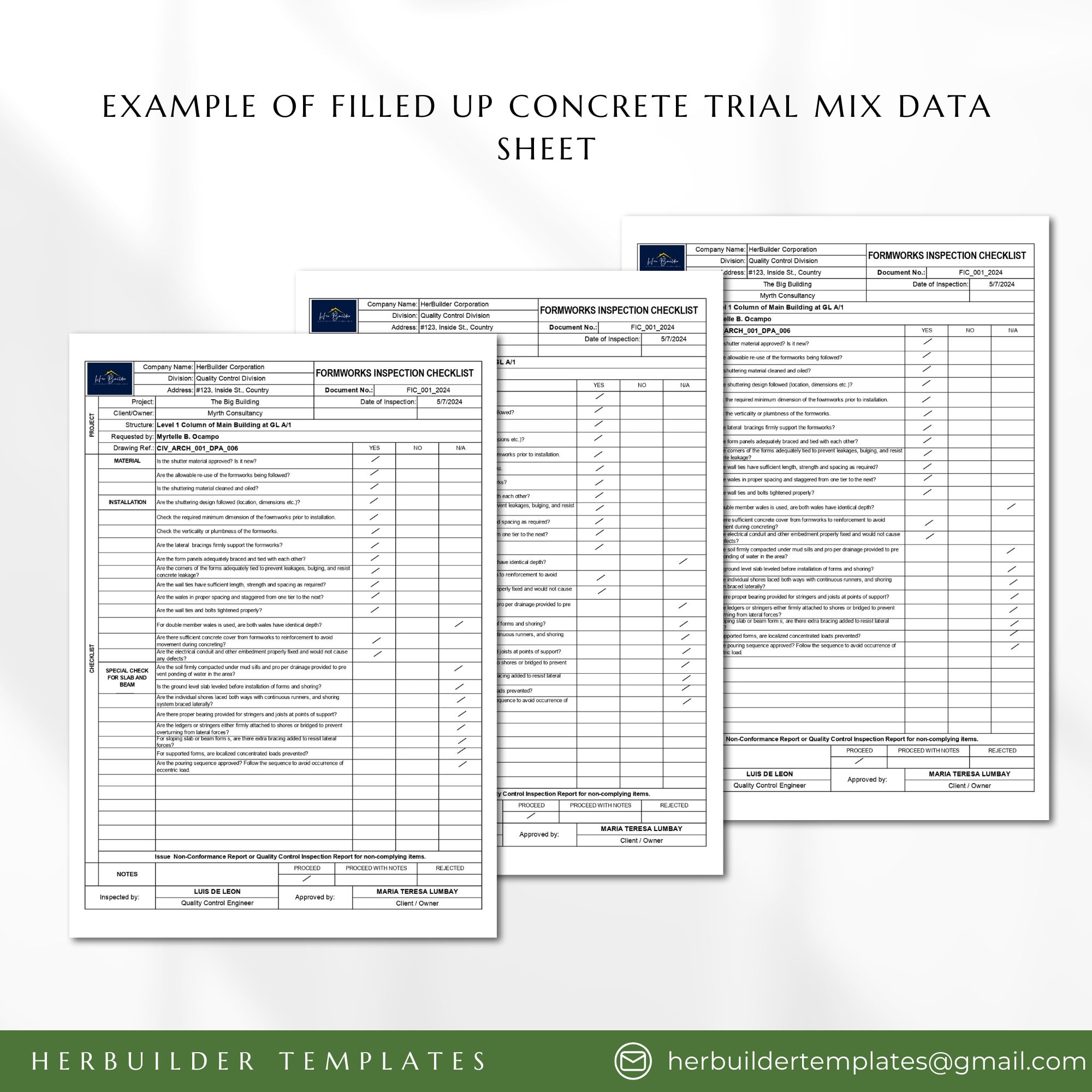 Formworks Inspection Checklist, Shutter Inspection, Formworks Before ...
