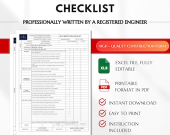 Tiles Inspection Checklist Form, Tiles Installation Inspection, Quality Control Forms, Fit-Out Inspection Checklist, Construction Inspection